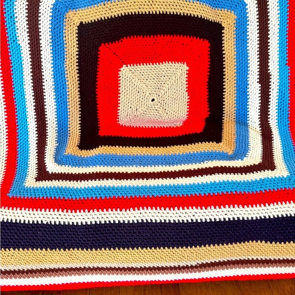 Bold and Beautiful Large Handmade Multicolored | Square Crochet Blanket 64 x 64 - Picture 3 of 4